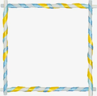 蓝色黄色正方形边框免抠