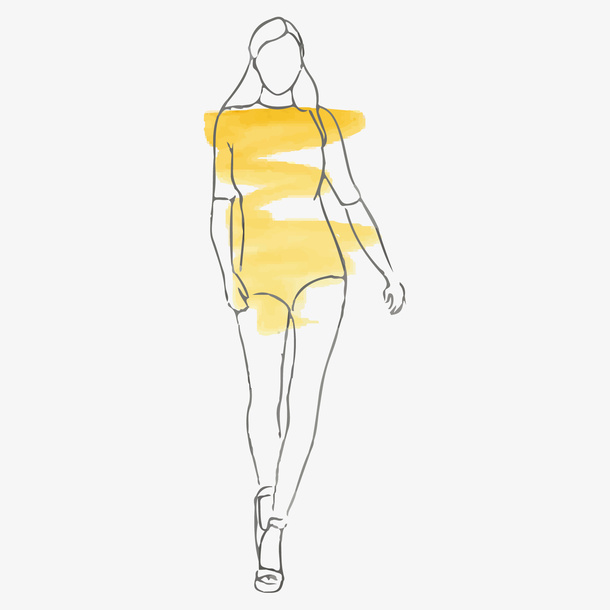 简约手绘卡通人物装饰服装设计图免抠