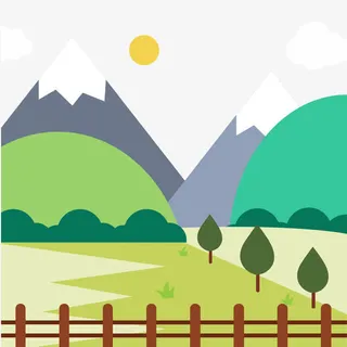 矢量夏季绿色山林风景免抠