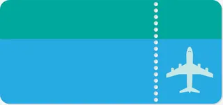 蓝色简约飞机票免抠