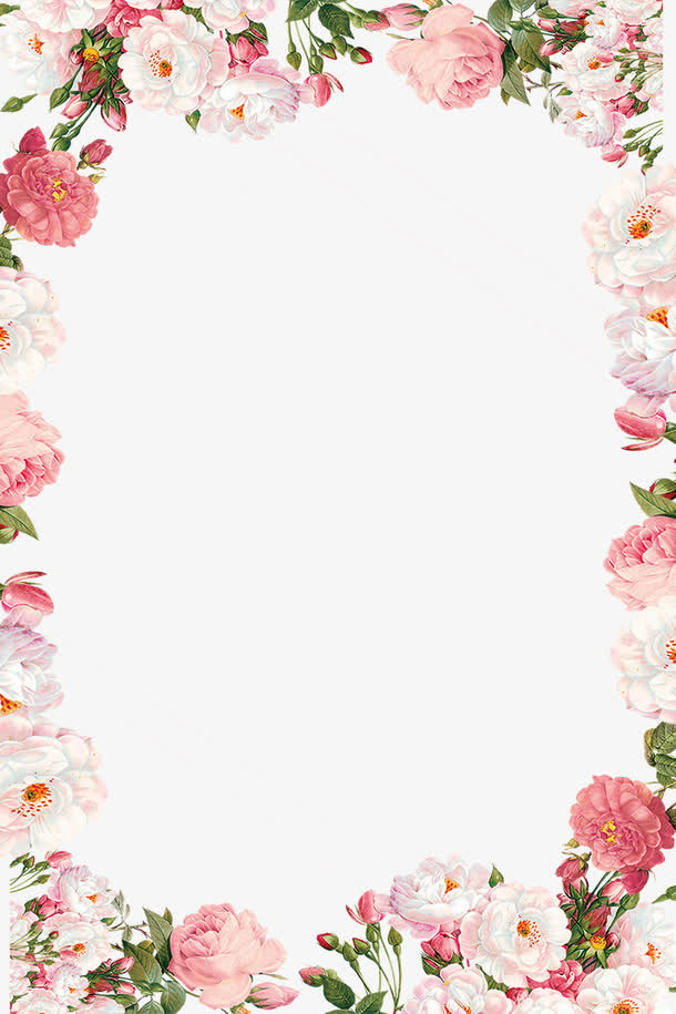 38妇女节小清新鲜花边框免抠