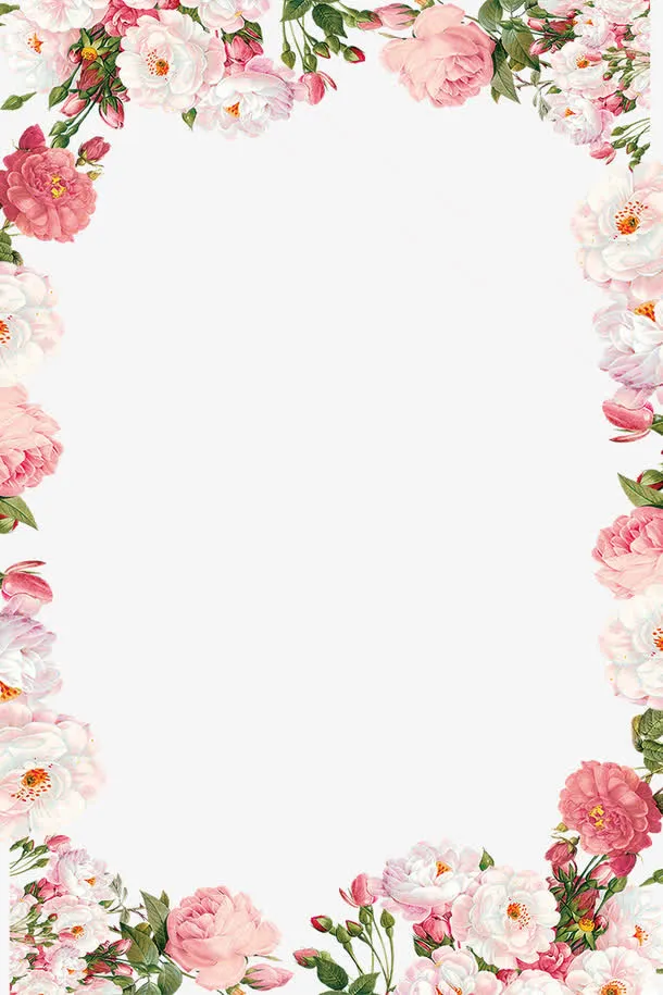 38妇女节小清新鲜花边框免抠