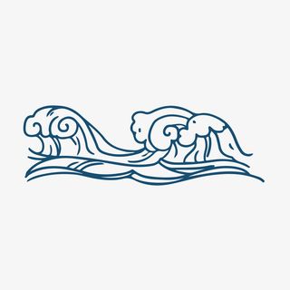 矢量手绘蓝色海浪免抠