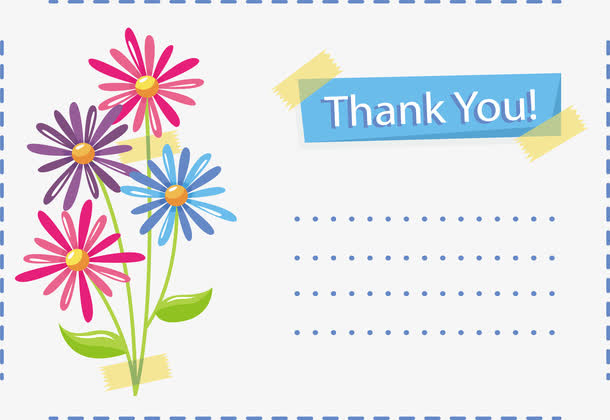 彩色雏菊感谢卡免抠