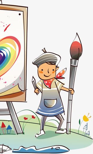可爱手绘画画人物男孩免抠
