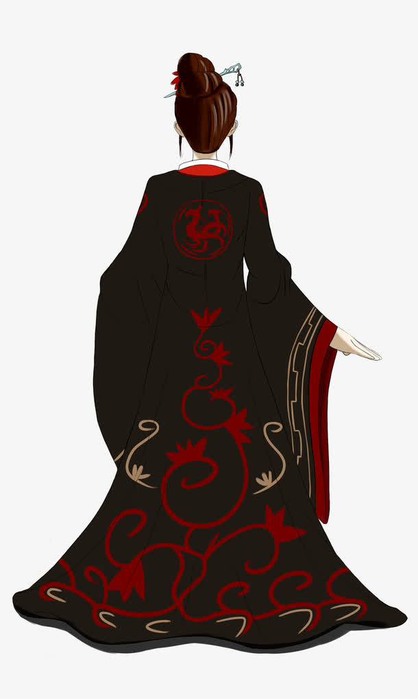 穿汉服的美女背影免抠