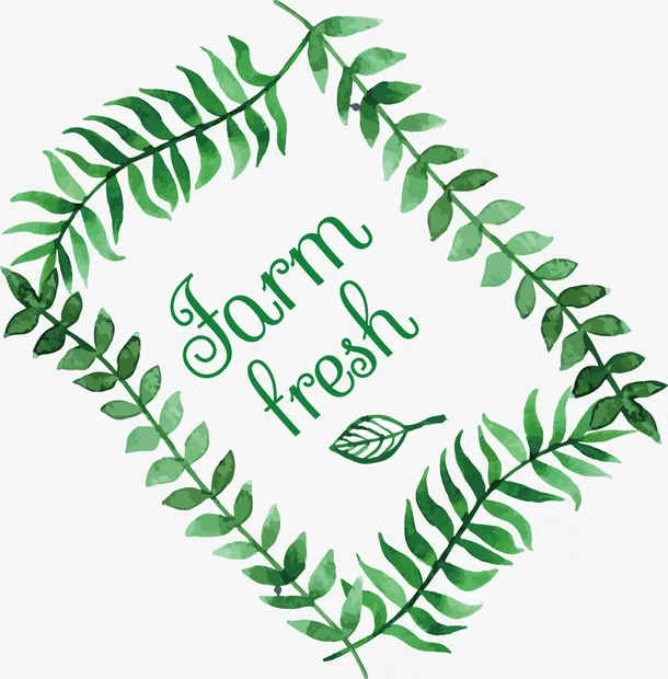 手绘绿色创意树枝贴标免抠