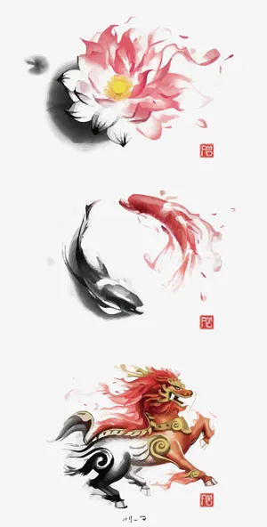 矢量中国风插画免抠