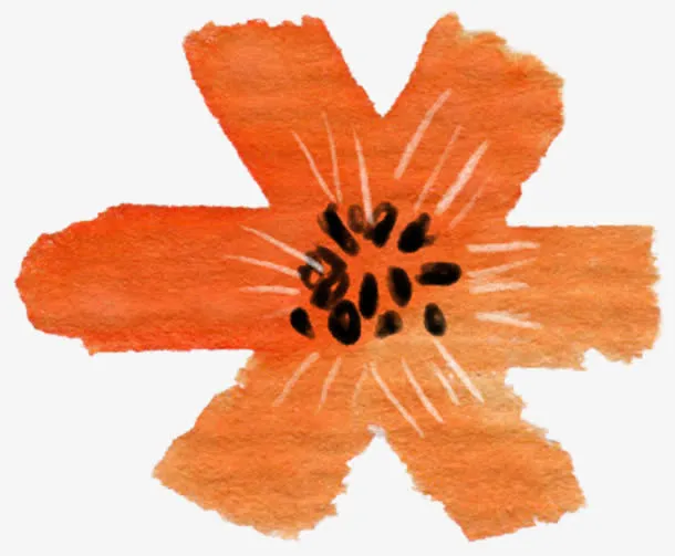 手绘文艺黄色渐变落花免抠