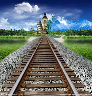 铁路旅游广告设计免抠