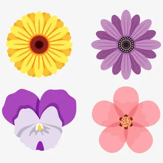 矢量美丽的春天的花朵免抠手绘/卡通卡通元素