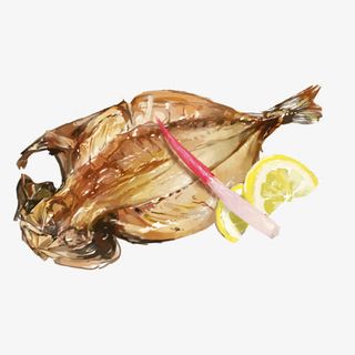 烤鱼手绘画素材图片免抠