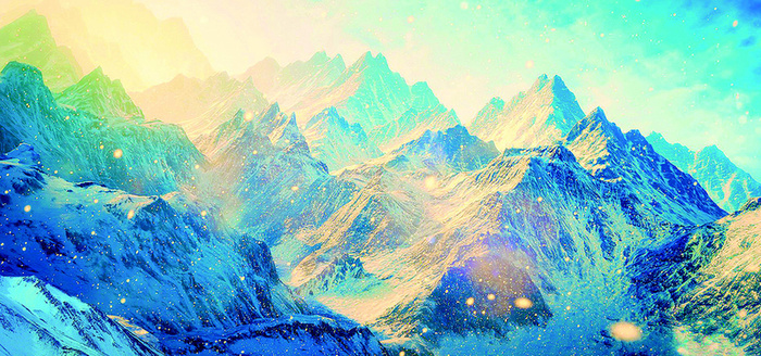 蓝天冰封万里的高山峻岭图片高清