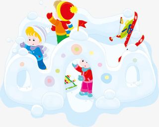 堆雪人的小朋友免抠