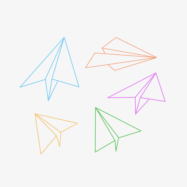 毕业季彩色简约线稿纸飞机PNG免抠