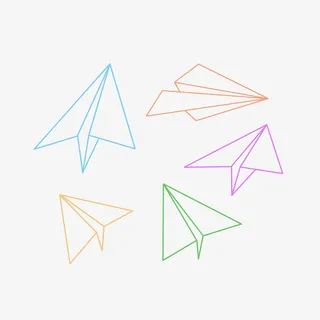 毕业季彩色简约线稿纸飞机PNG免抠