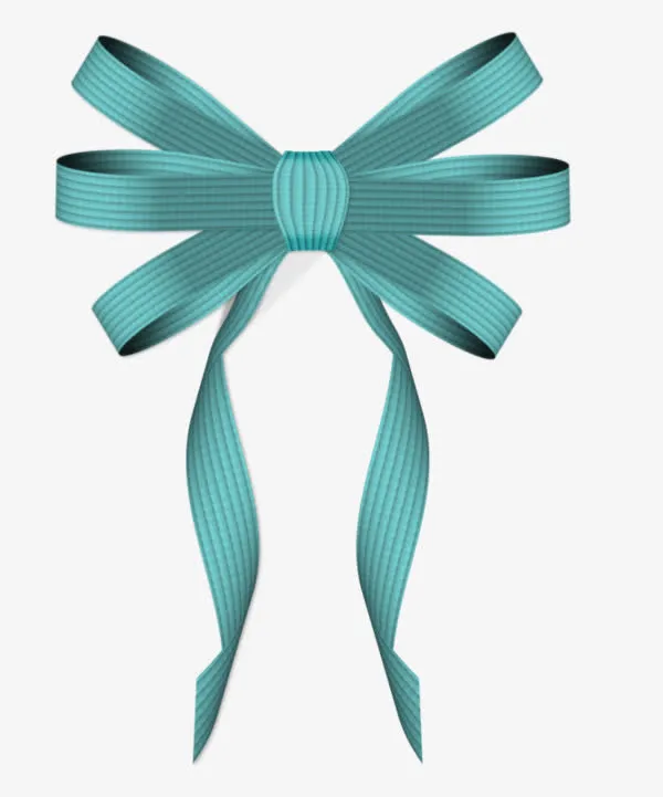 蓝色蝴蝶结彩带免抠