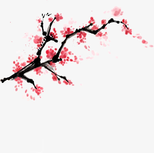 红色梅花树叶插图免抠