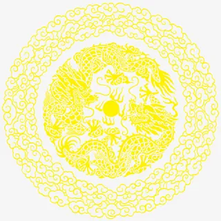 黄色中国风花纹免抠