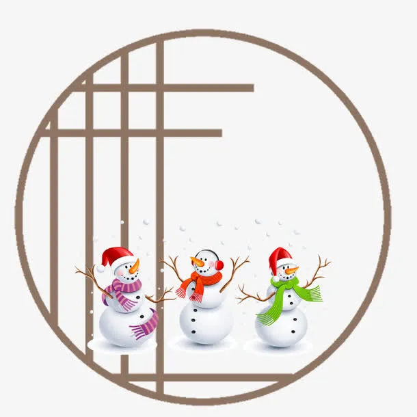 冬季堆雪人免抠