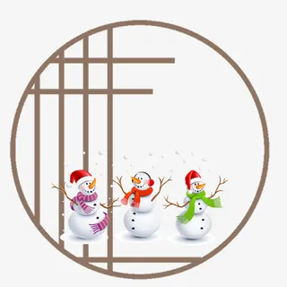 冬季堆雪人免抠