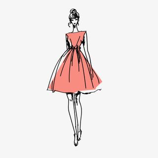 手绘服装礼服模特女腰部曲线免抠