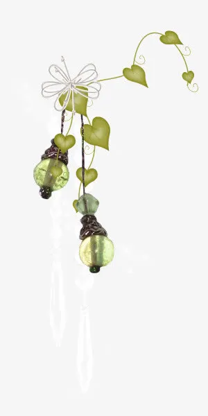 花瓣吊饰绿色叶子免抠