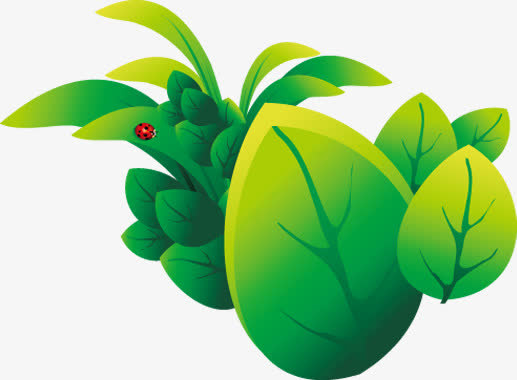 有七星瓢虫的树叶免抠