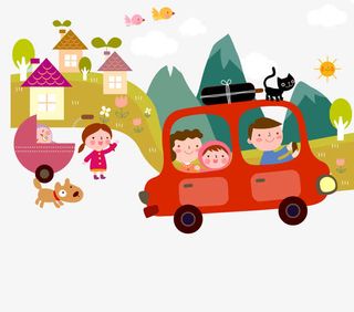 彩色郊游场景免抠