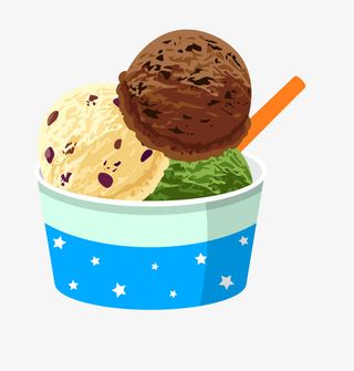 手绘卡通一碗冰激凌球免抠