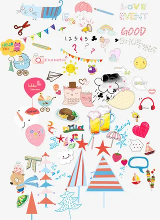 手绘卡通元素免抠