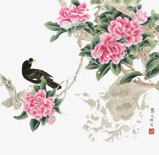 工笔唯美花鸟画免抠 工笔唯美花鸟画免抠
