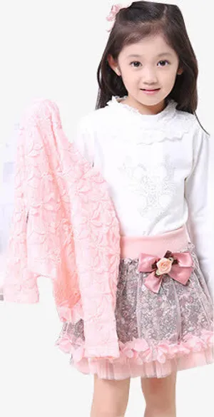 粉色花纹春天可爱童装免抠