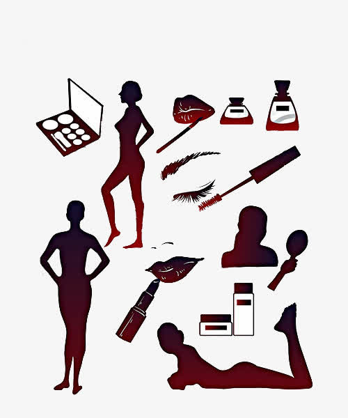手绘剪影化妆品模特免抠