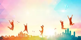 时尚彩色企业商务年会签到墙背景高清