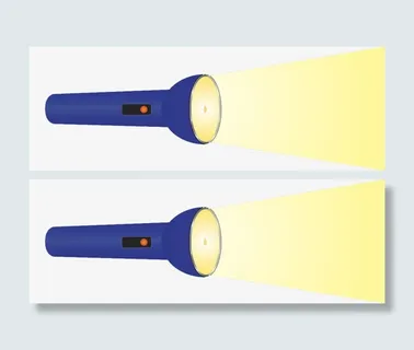 蓝色手电筒黄色光束免抠