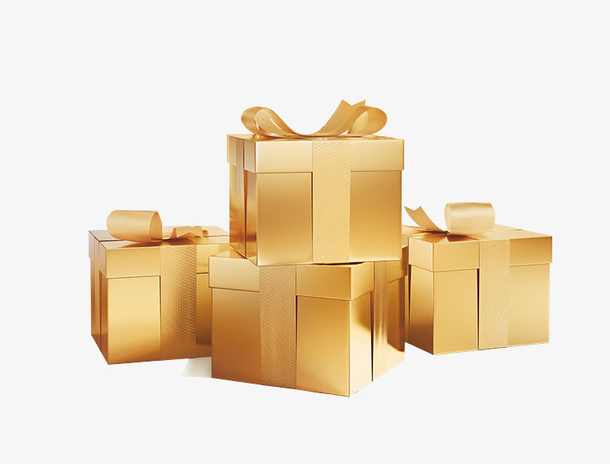 金色高档立体礼盒免抠