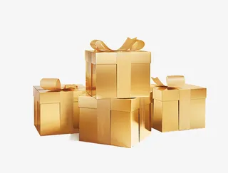 金色高档立体礼盒免抠