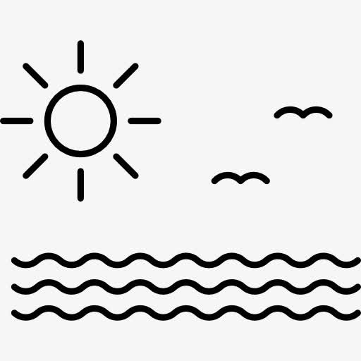 太阳海和海鸥图标免抠
