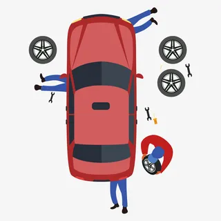 汽车维修场景俯视图免抠