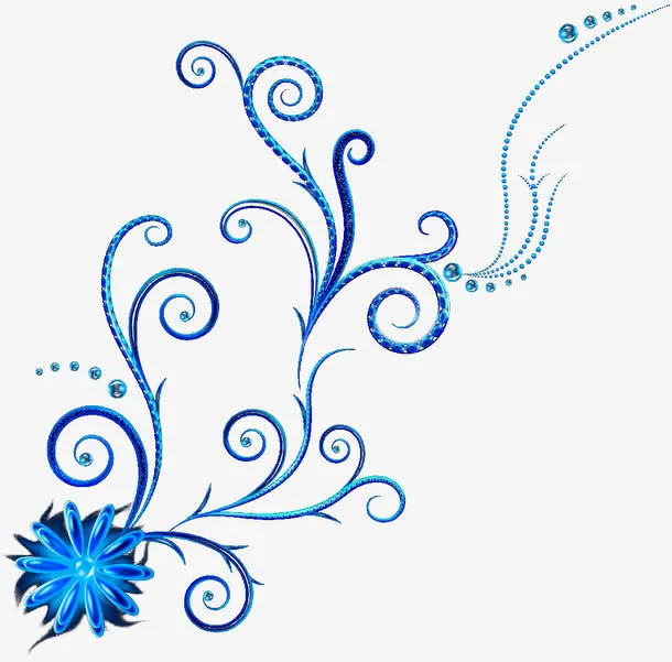 高贵大气蓝色花纹免抠