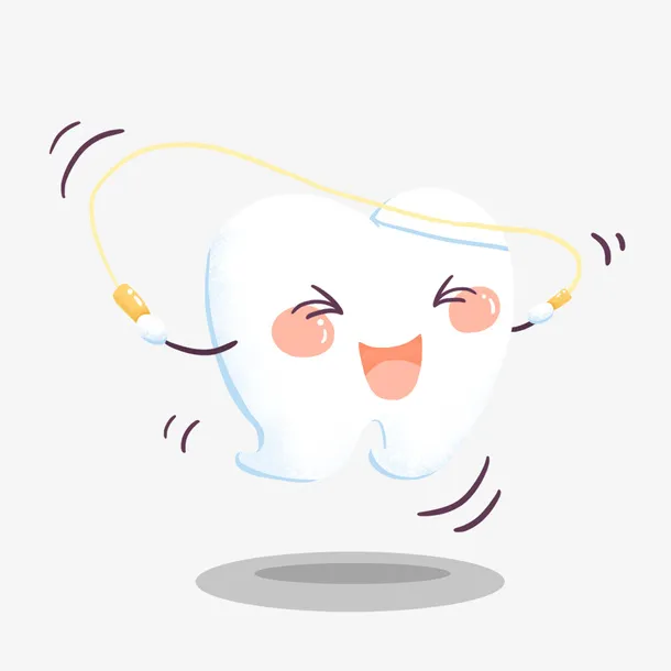 在跳绳的可爱卡通口腔牙齿牙龈免抠