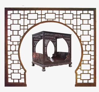 月洞门大架子床免抠