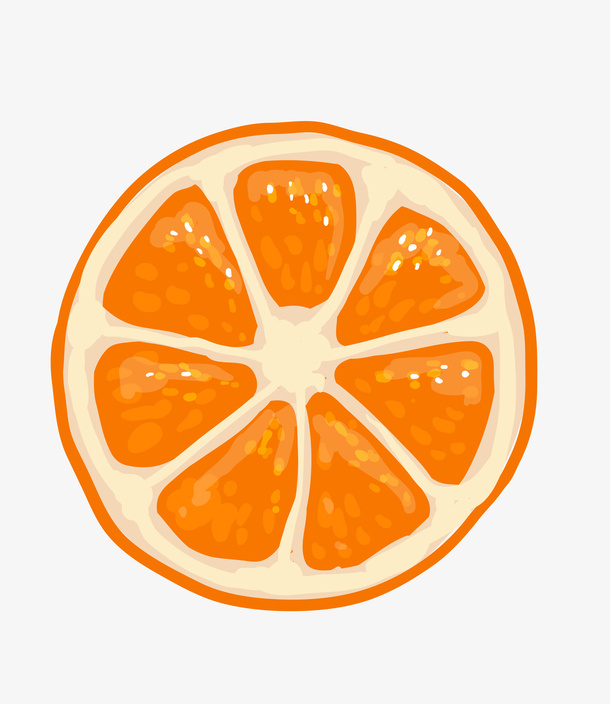 手绘橙子切片免抠