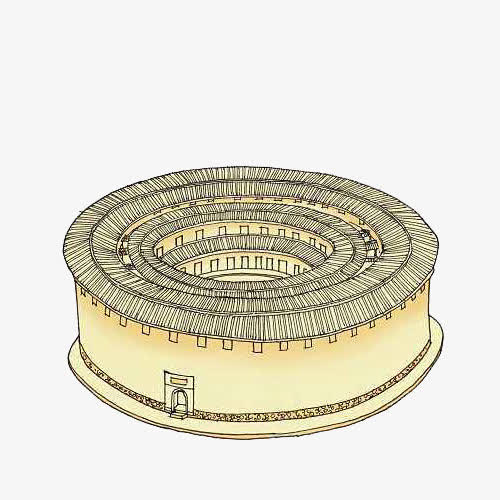 中国风手绘客家建筑PNG免抠
