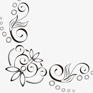 黑色浪漫花纹免抠