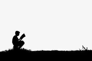 读书少年剪影免抠