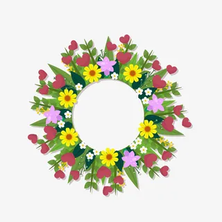 手绘春天花环下载免抠