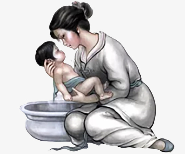 中国风慈母与孩子免抠