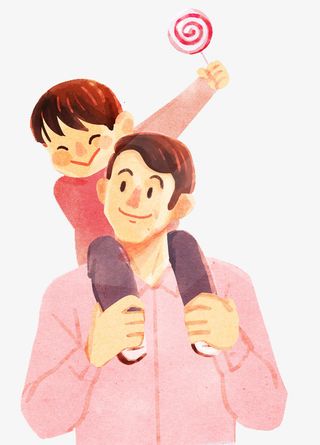 手绘水彩装饰插图父亲节爸爸与手免抠